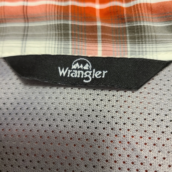 Wrangler Mens Shirt Short Sleeve Plaid Red/Orange Gray S - Picture 4 of 5